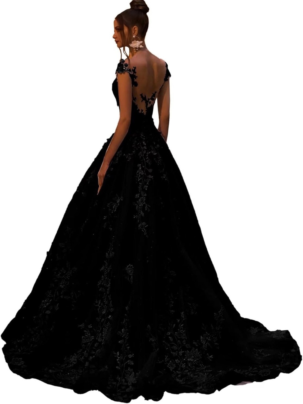 Elegant Black Lace Back Gown